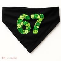 Funny Shamrock 67 St Patrick's Day 6-7 Meme USA-Made Doggie Bandana thumb 0