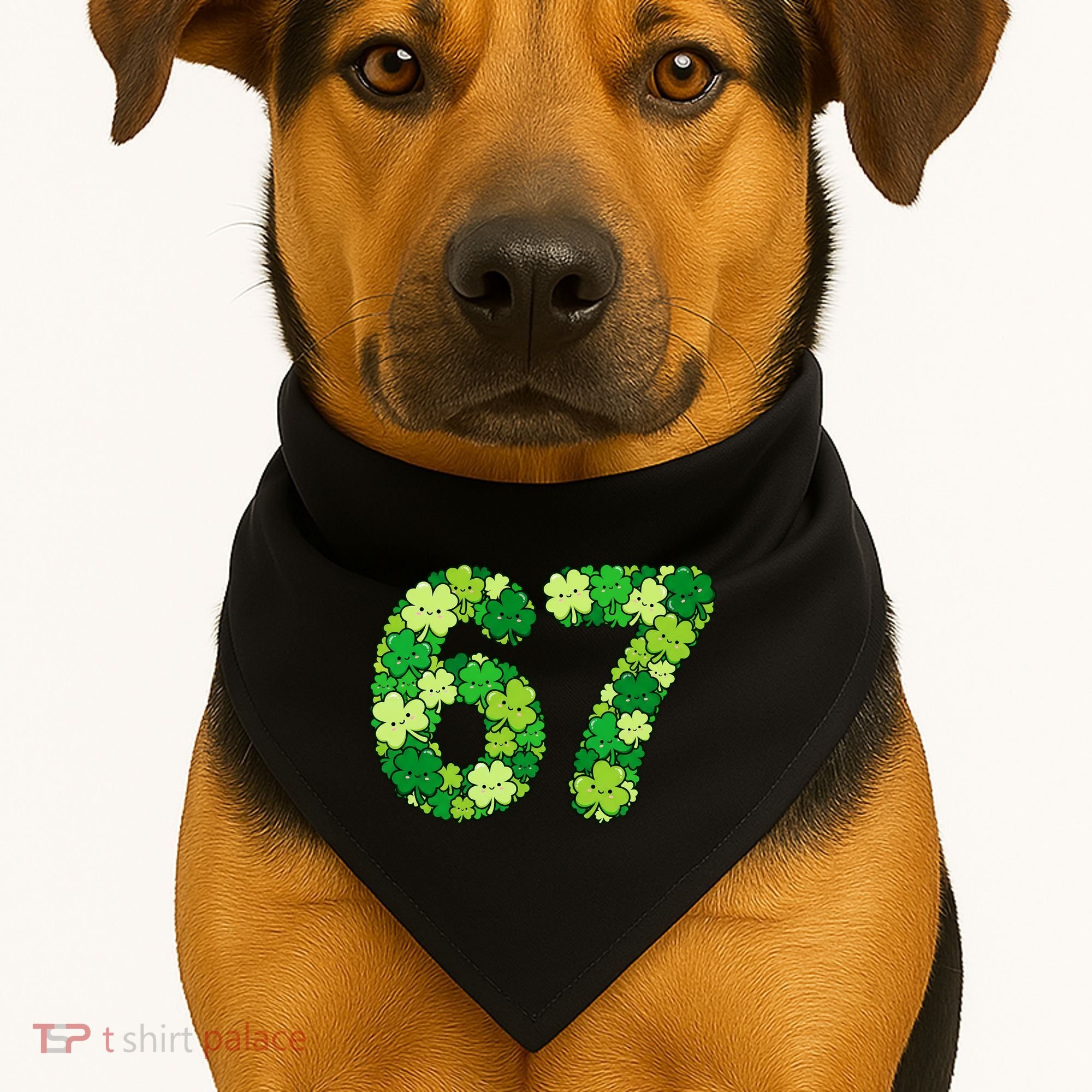 Funny Shamrock 67 St Patrick's Day 6-7 Meme USA-Made Doggie Bandana