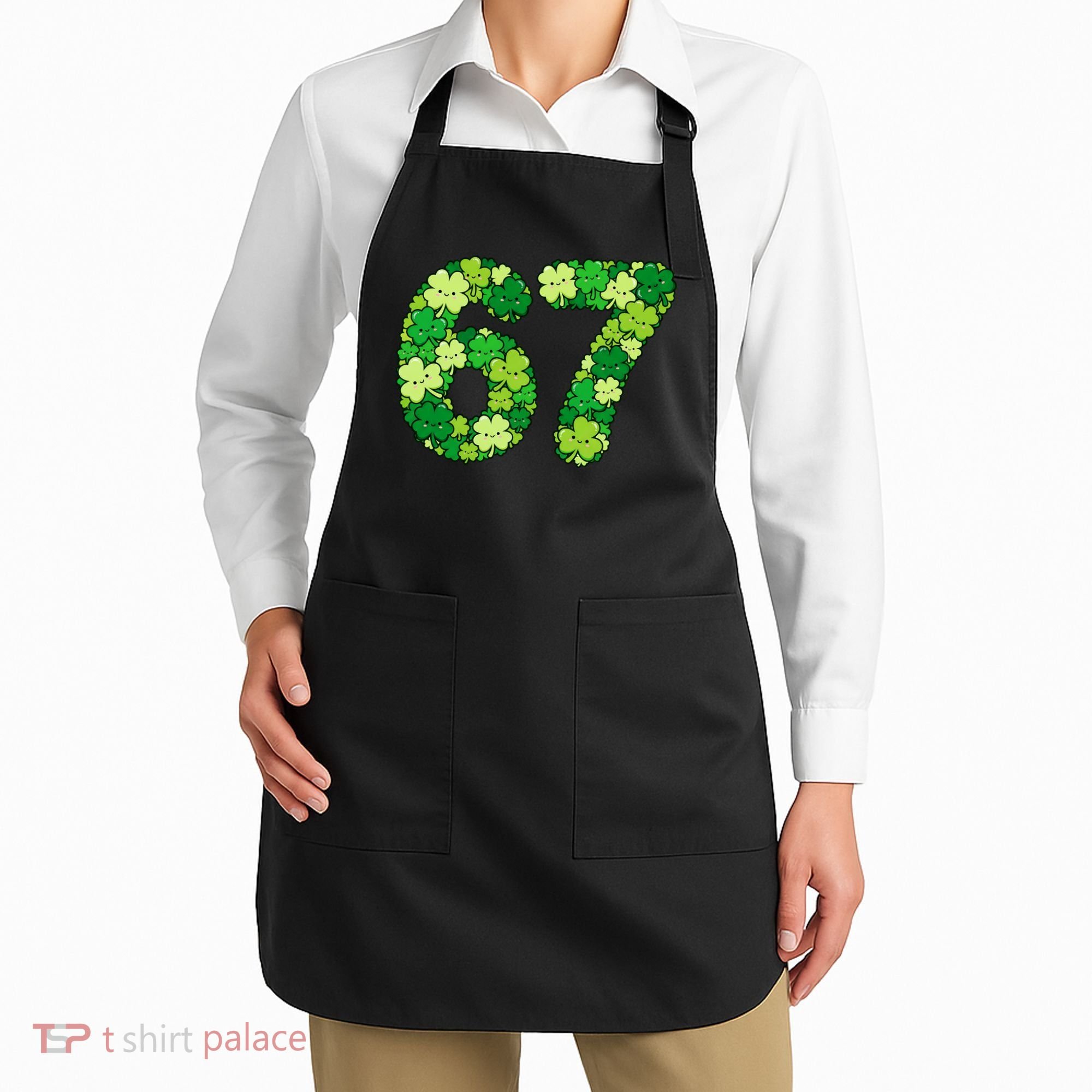 Funny Shamrock 67 St Patrick's Day 6-7 Meme Apron