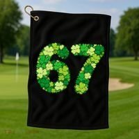Funny Shamrock 67 St Patrick's Day 6-7 Meme Golf Towel thumb 1