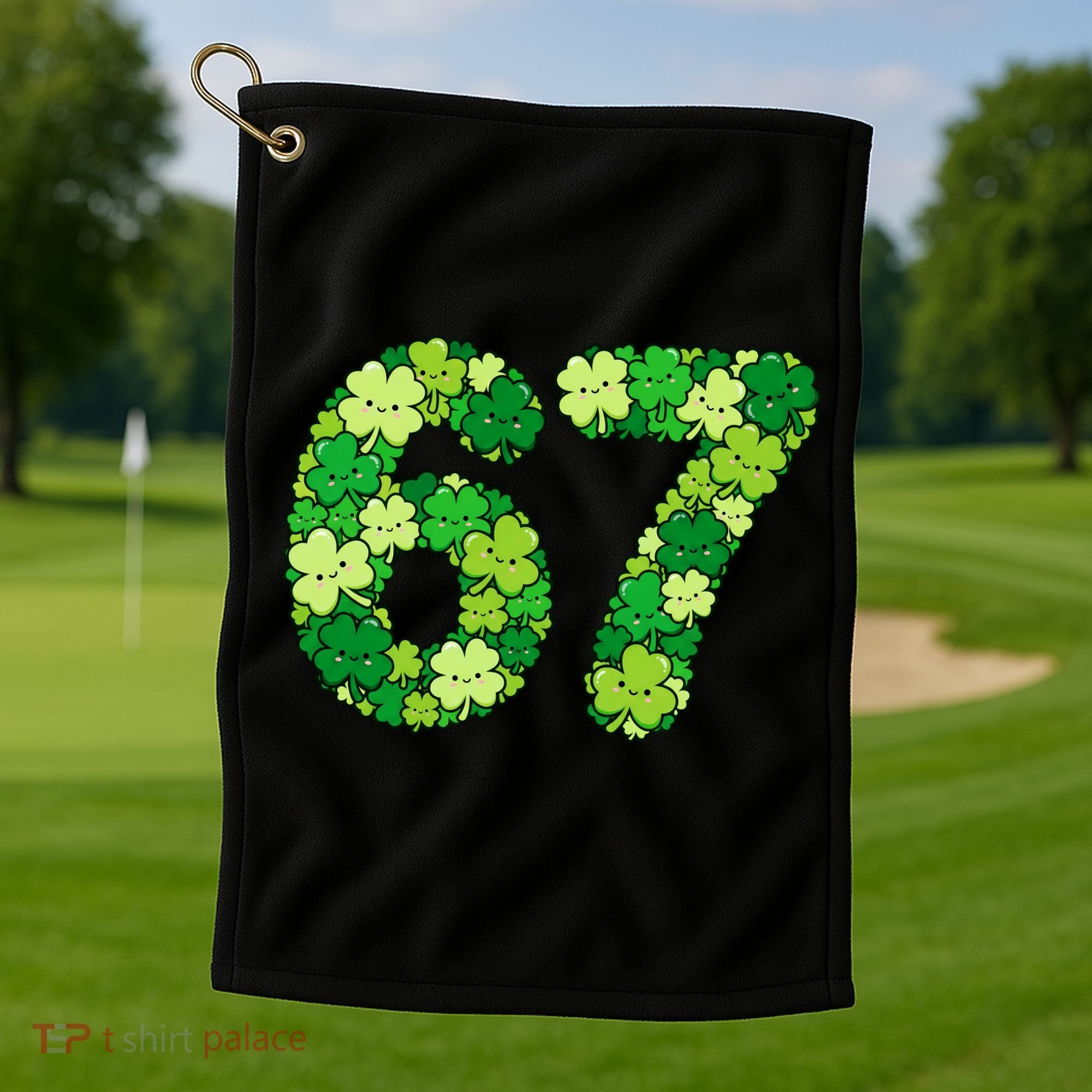 Funny Shamrock 67 St Patrick's Day 6-7 Meme Golf Towel