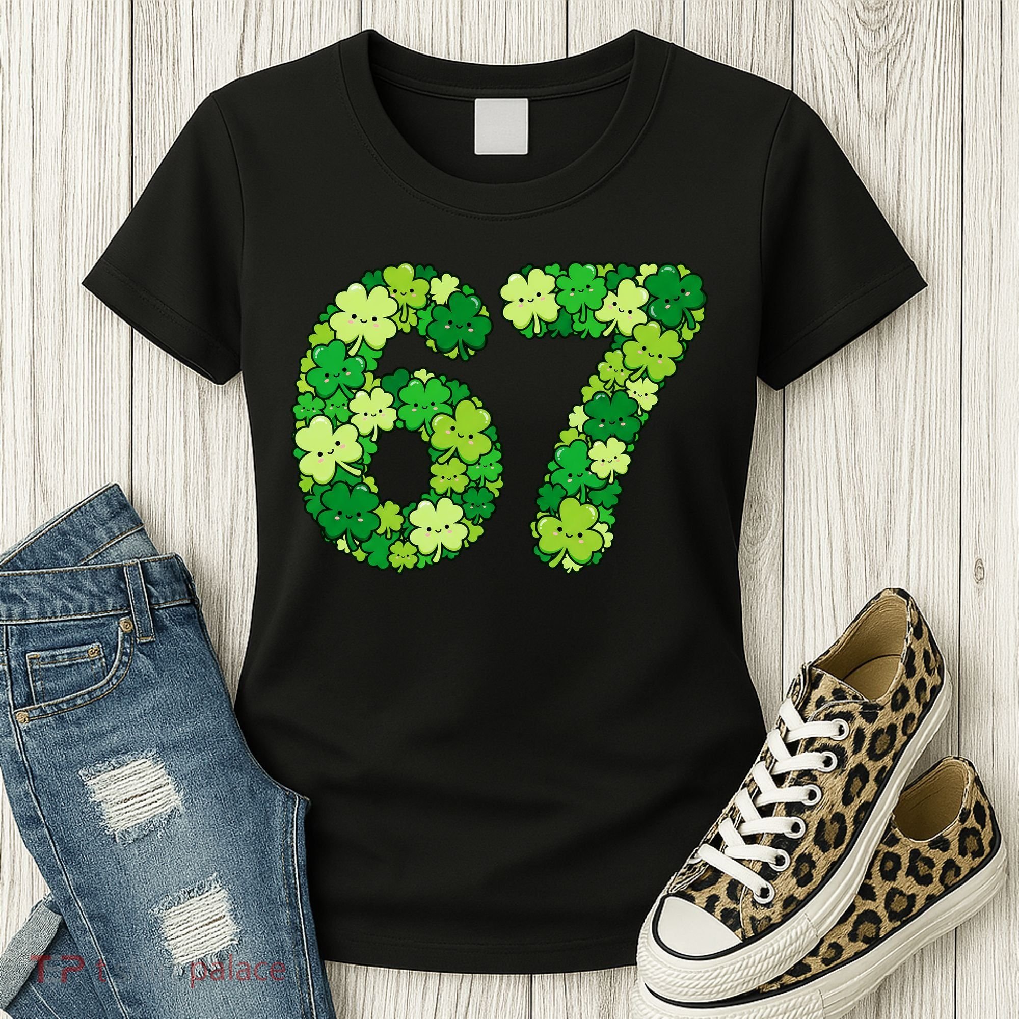 Funny Shamrock 67 St Patrick's Day 6-7 Meme Women's T-Shirt
