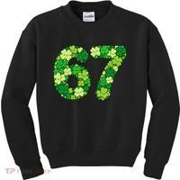 Funny Shamrock 67 St Patrick's Day 6-7 Meme Kids Sweatshirt thumb 0