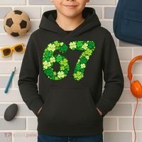 Funny Shamrock 67 St Patrick's Day 6-7 Meme Kids Hoodie thumb 2