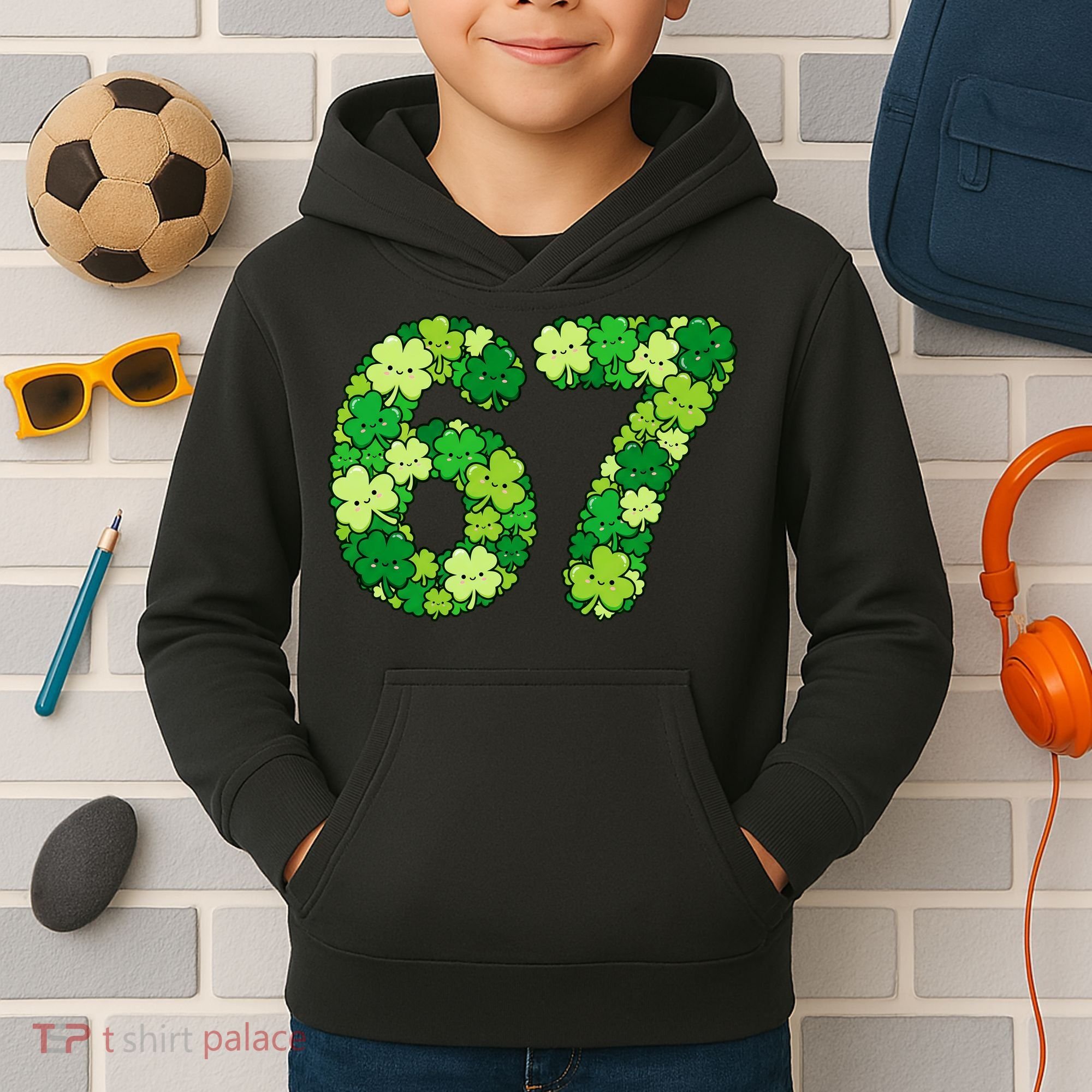 Funny Shamrock 67 St Patrick's Day 6-7 Meme Kids Hoodie