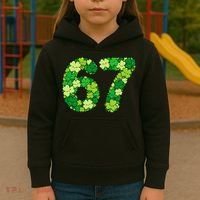 Funny Shamrock 67 St Patrick's Day 6-7 Meme Kids Hoodie thumb 3