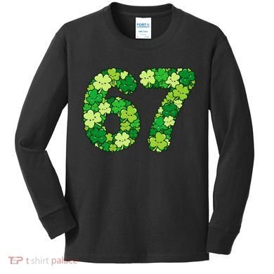Funny Shamrock 67 St Patrick's Day 6-7 Meme Kids Long Sleeve Shirt
