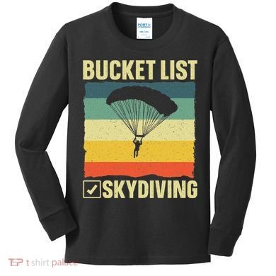 Funny Skydiving Art For Skydiver Sky Diving Lover Kids Long Sleeve Shirt