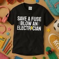 Funny Save A Fuse Blow An Electrician Kids T-Shirt thumb 3