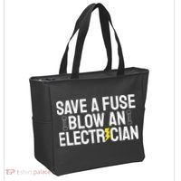 Funny Save A Fuse Blow An Electrician Tote Bag thumb 2