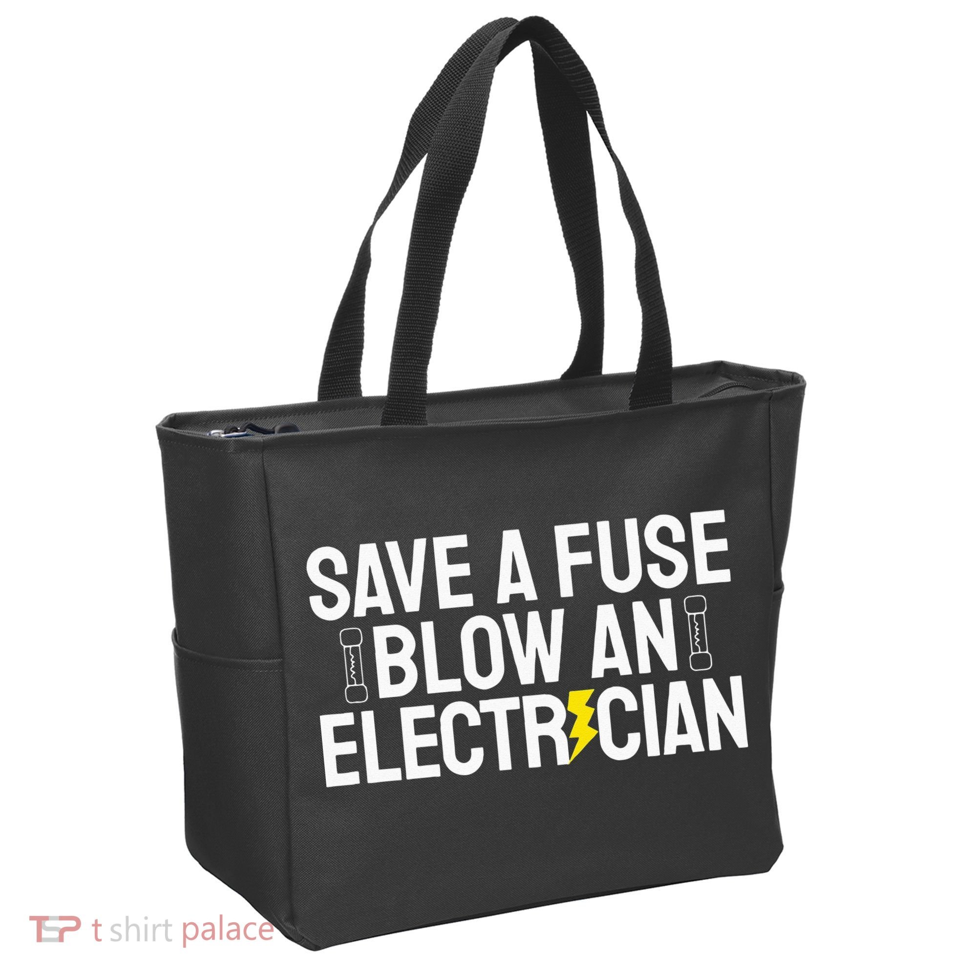 Funny Save A Fuse Blow An Electrician Tote Bag
