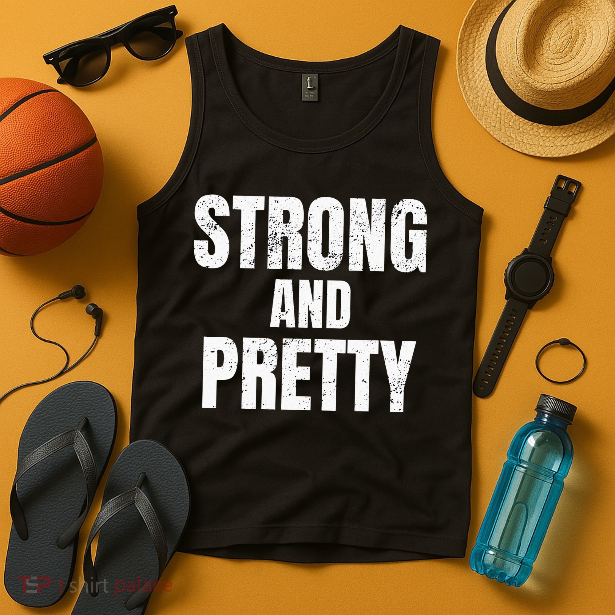Funny Strong And Pretty Strongman Fitness Gym Gift Tank Top