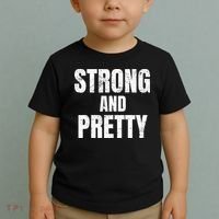 Funny Strong And Pretty Strongman Fitness Gym Gift Toddler T-Shirt thumb 2