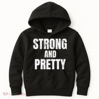 Funny Strong And Pretty Strongman Fitness Gym Gift Kids Hoodie thumb 0