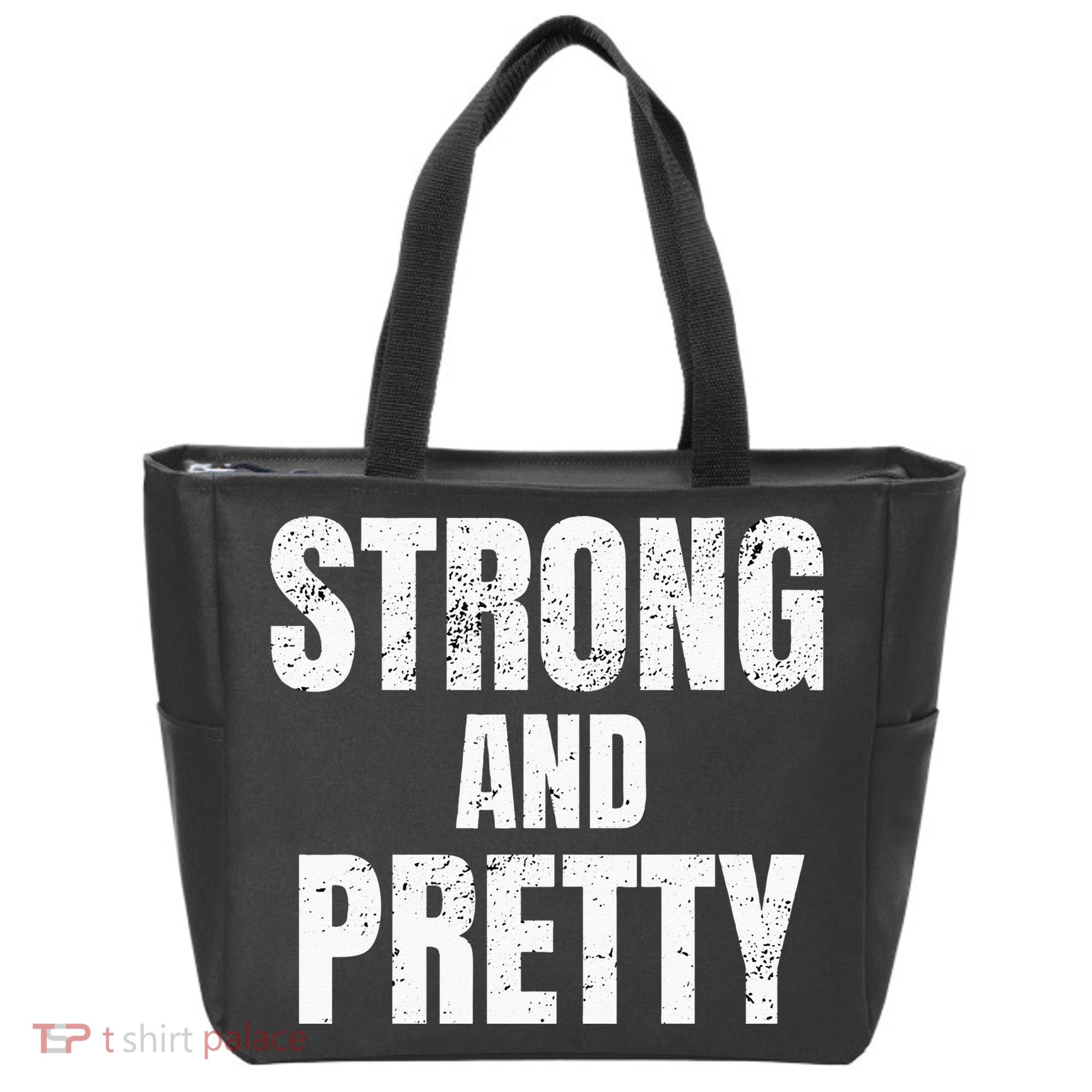 Funny Strong And Pretty Strongman Fitness Gym Gift Tote Bag