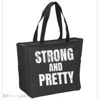 Funny Strong And Pretty Strongman Fitness Gym Gift Tote Bag thumb 2