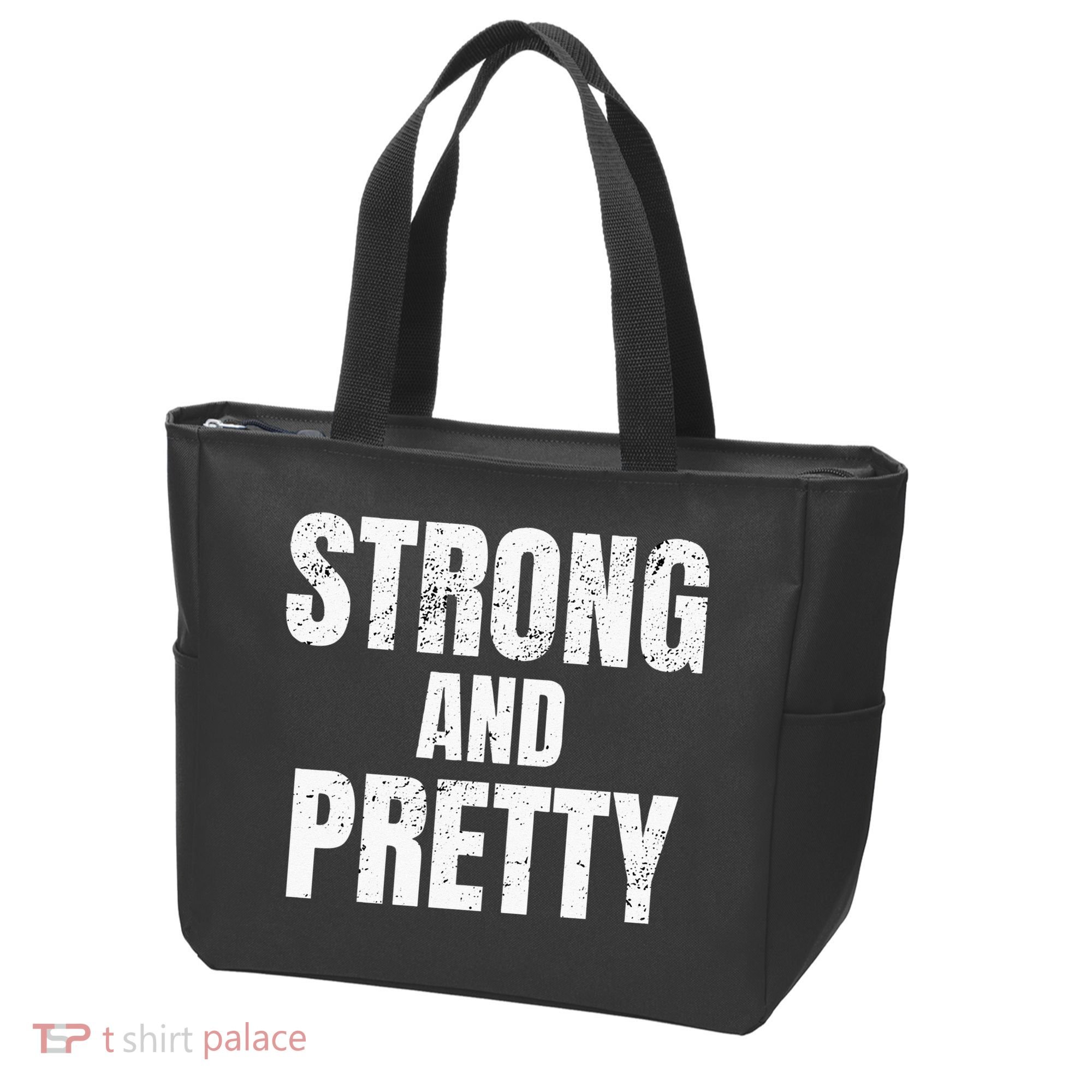 Funny Strong And Pretty Strongman Fitness Gym Gift Tote Bag
