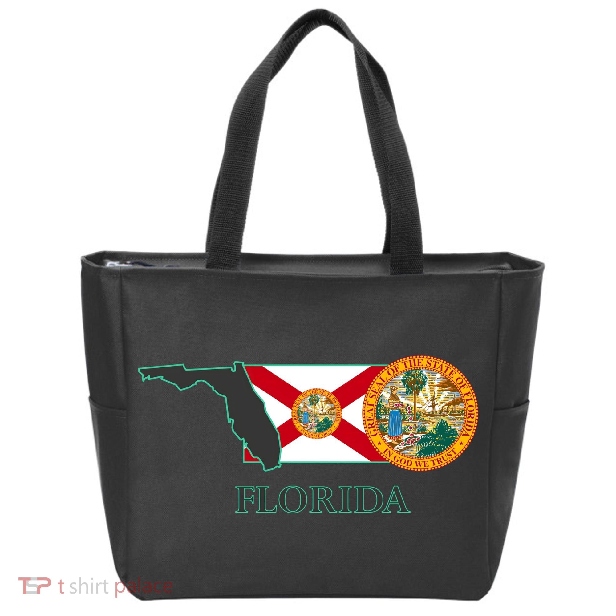 Florida Seal And Flag Tote Bag