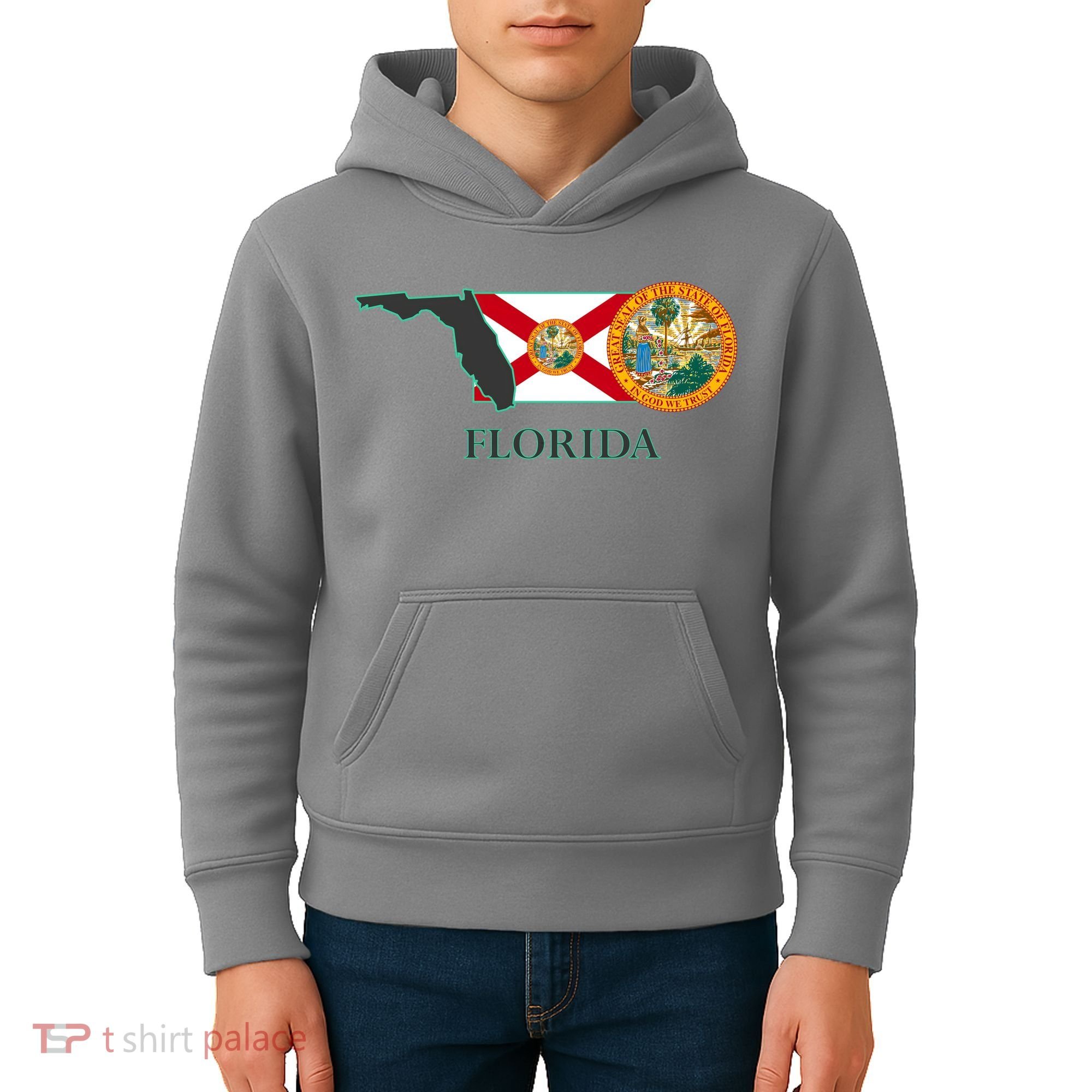 Florida Seal And Flag Kids Hoodie