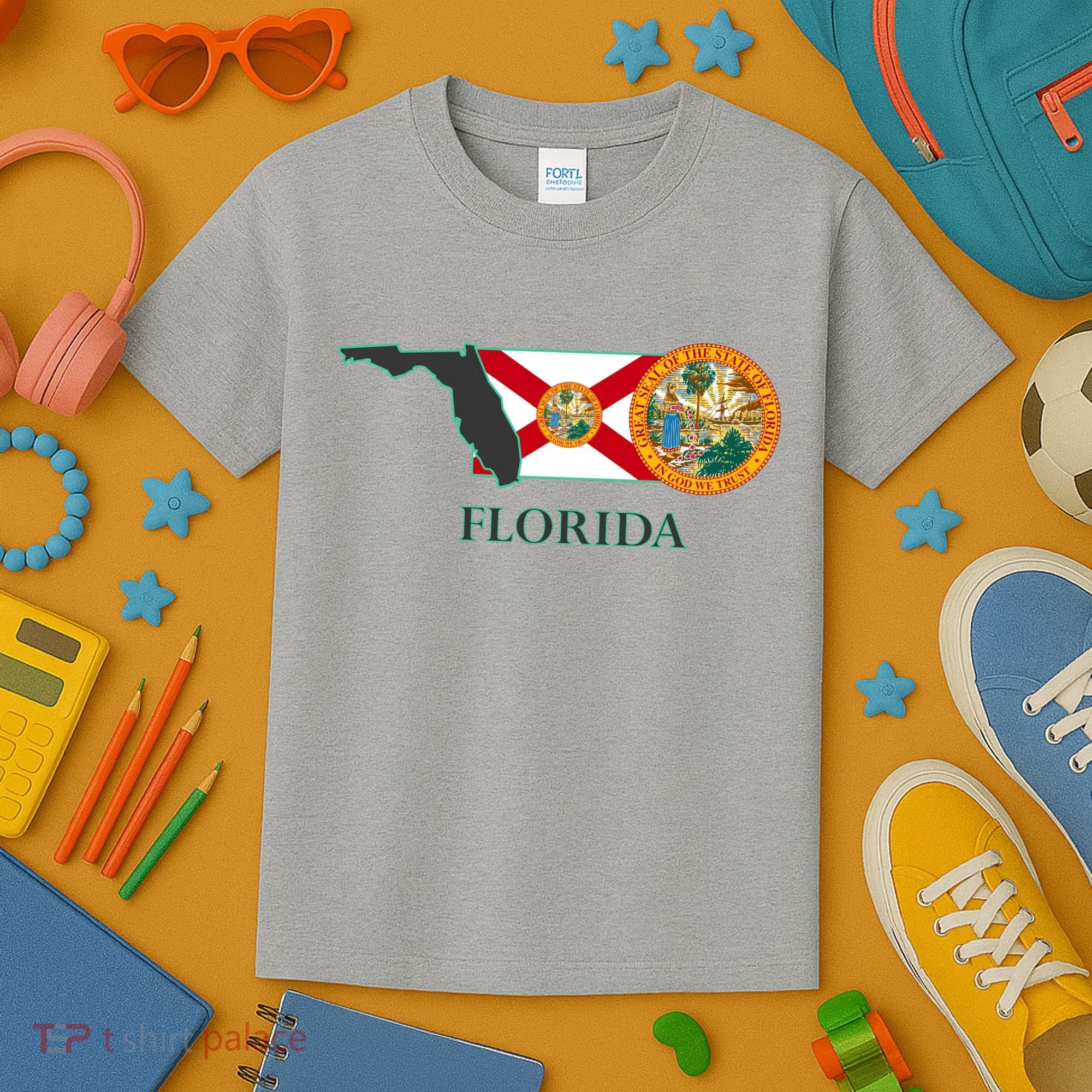 Florida Seal And Flag Kids T-Shirt
