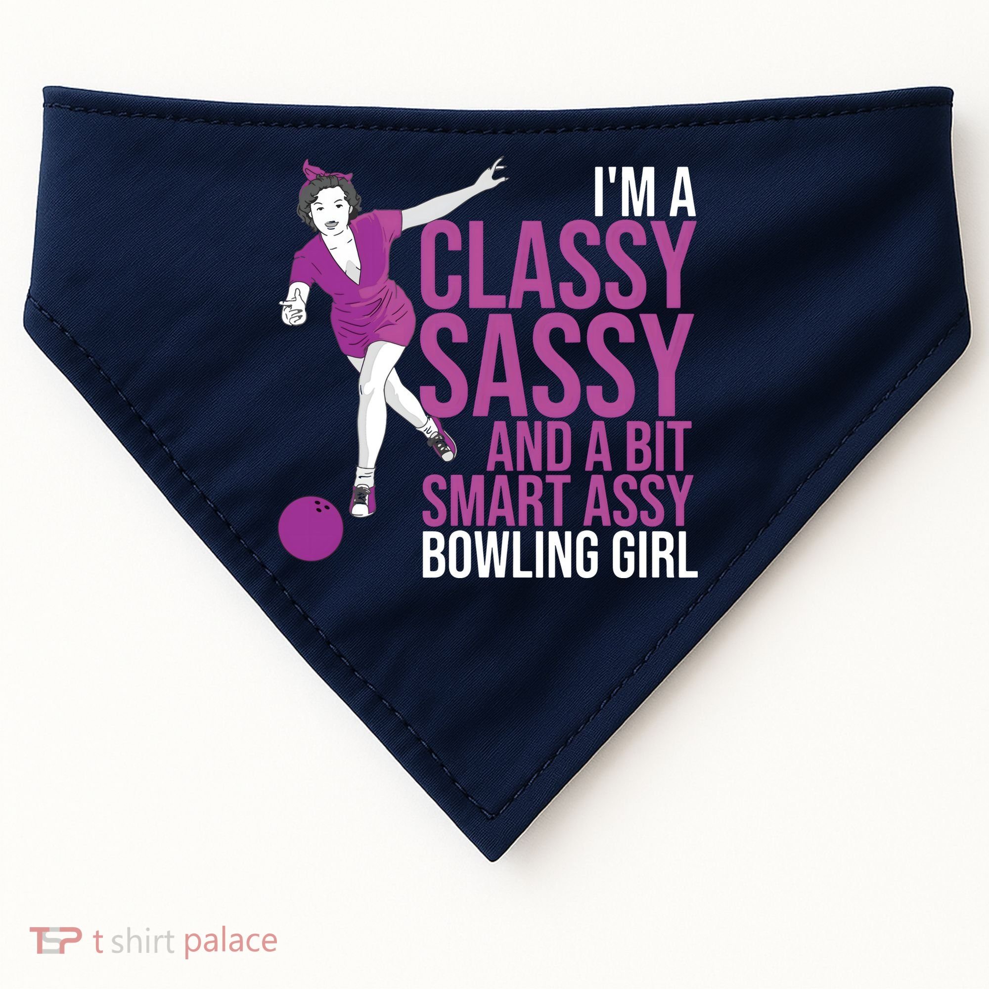 Funny Smart Assy Bowling Gift For Classy Bowler Women USA-Made Doggie Bandana