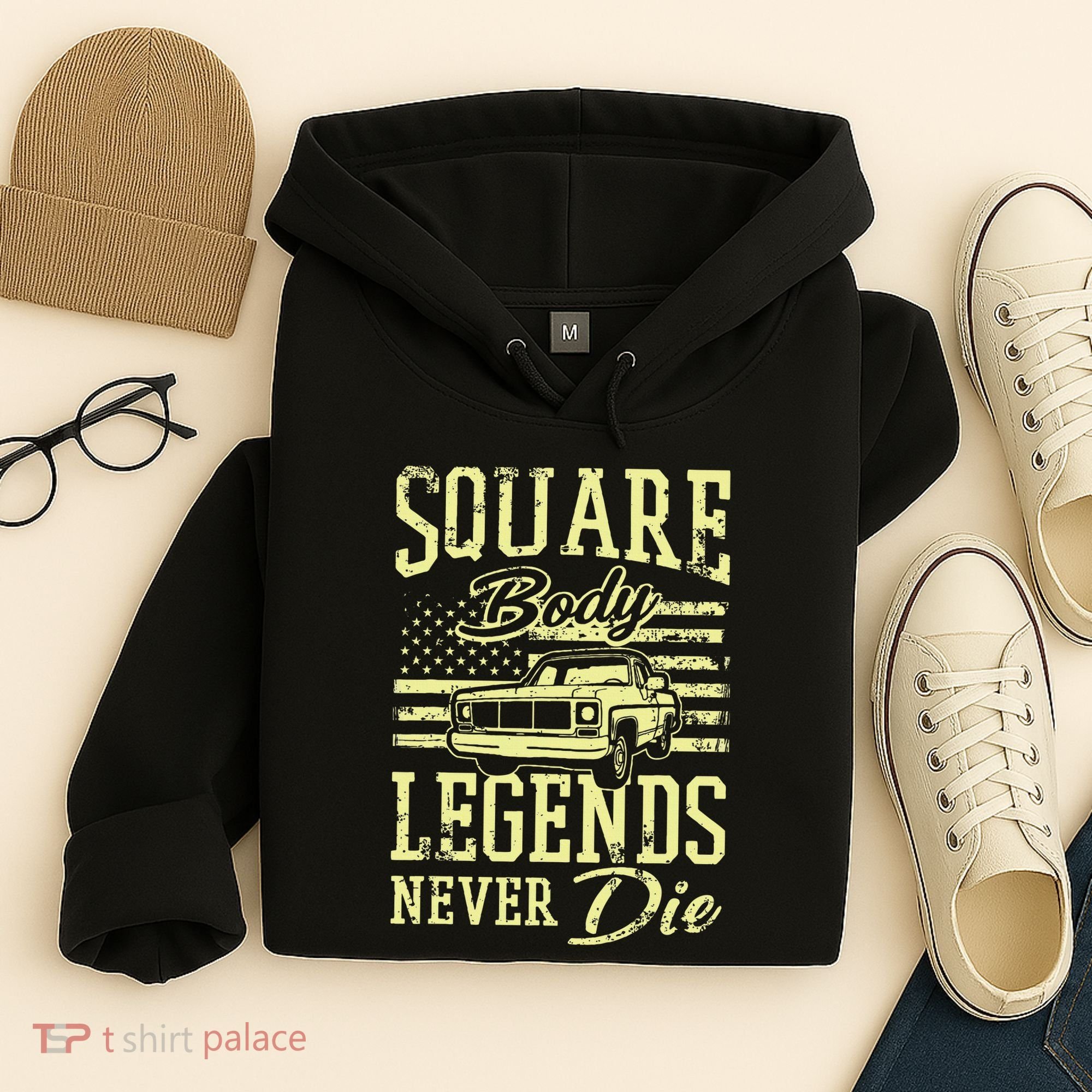 Funny Squarebody American Flag Classic Truck Hoodie