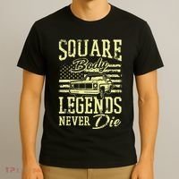 Funny Squarebody American Flag Classic Truck T-Shirt thumb 3