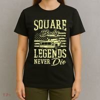 Funny Squarebody American Flag Classic Truck T-Shirt thumb 4