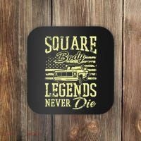 Funny Squarebody American Flag Classic Truck Coaster thumb 0