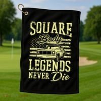 Funny Squarebody American Flag Classic Truck Golf Towel thumb 1