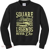 Funny Squarebody American Flag Classic Truck Kids Sweatshirt thumb 0