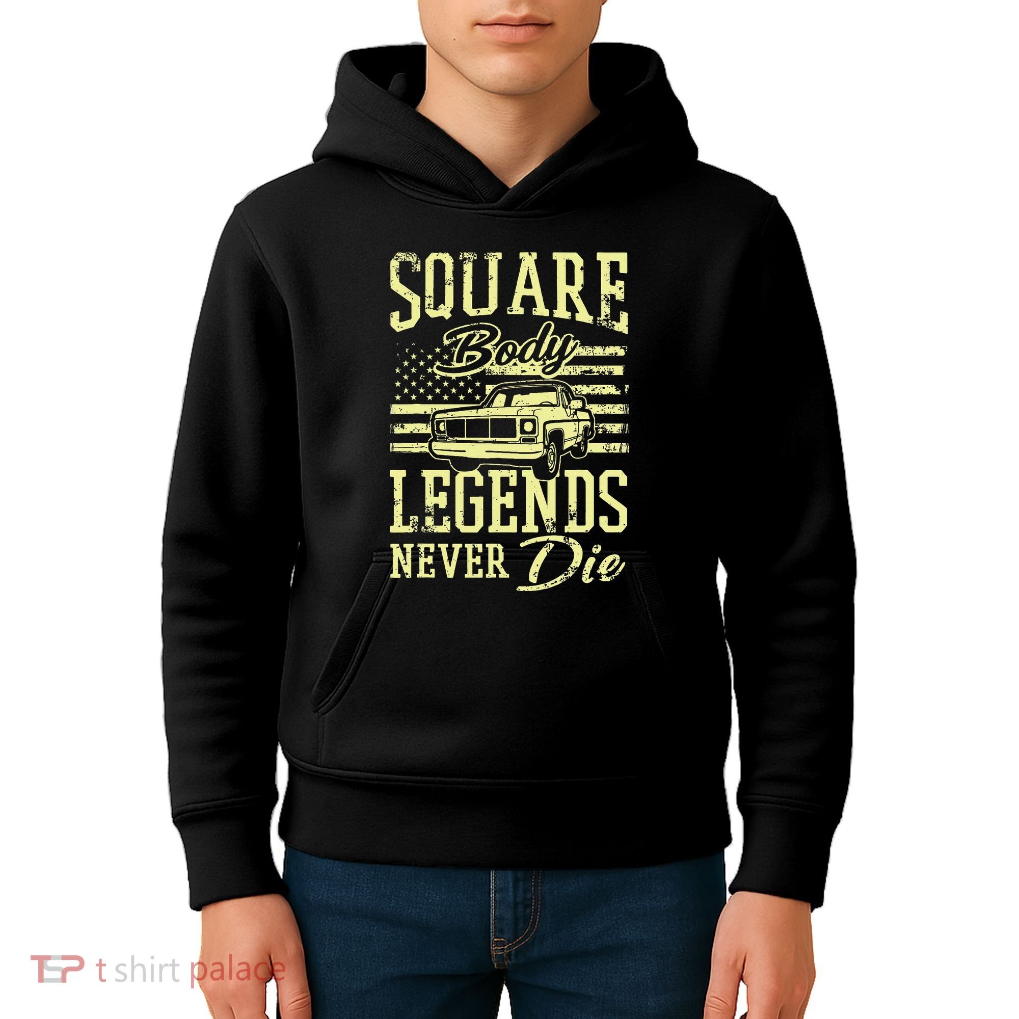 Funny Squarebody American Flag Classic Truck Kids Hoodie