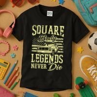 Funny Squarebody American Flag Classic Truck Kids T-Shirt thumb 3