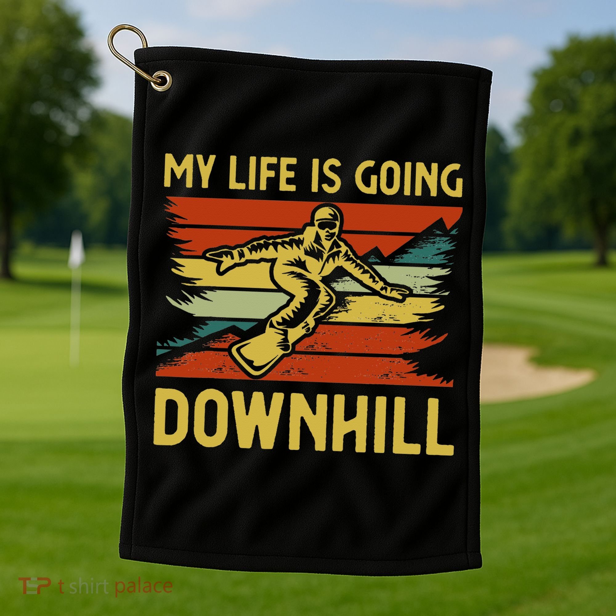 Funny Snowboarding Art For Women Snowboard Snowboarder Golf Towel