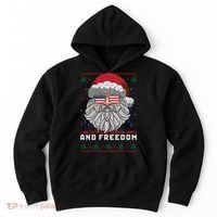 Funny Santa American Flag Freedom Patriotic Merry Christmas Hoodie thumb 0