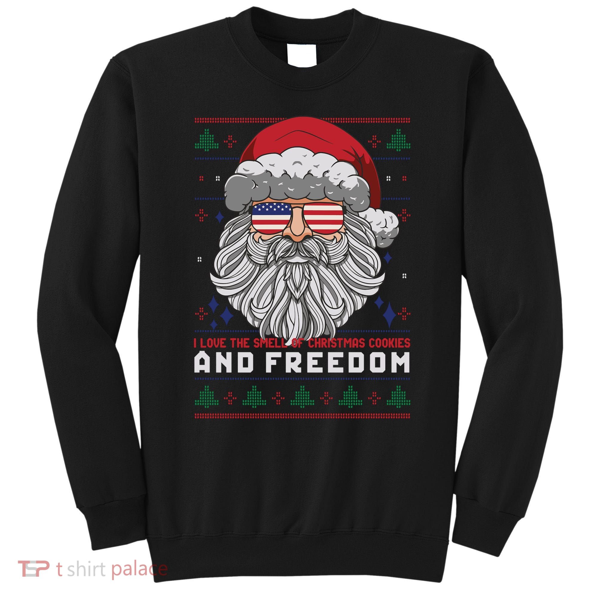 Funny Santa American Flag Freedom Patriotic Merry Christmas Sweatshirt