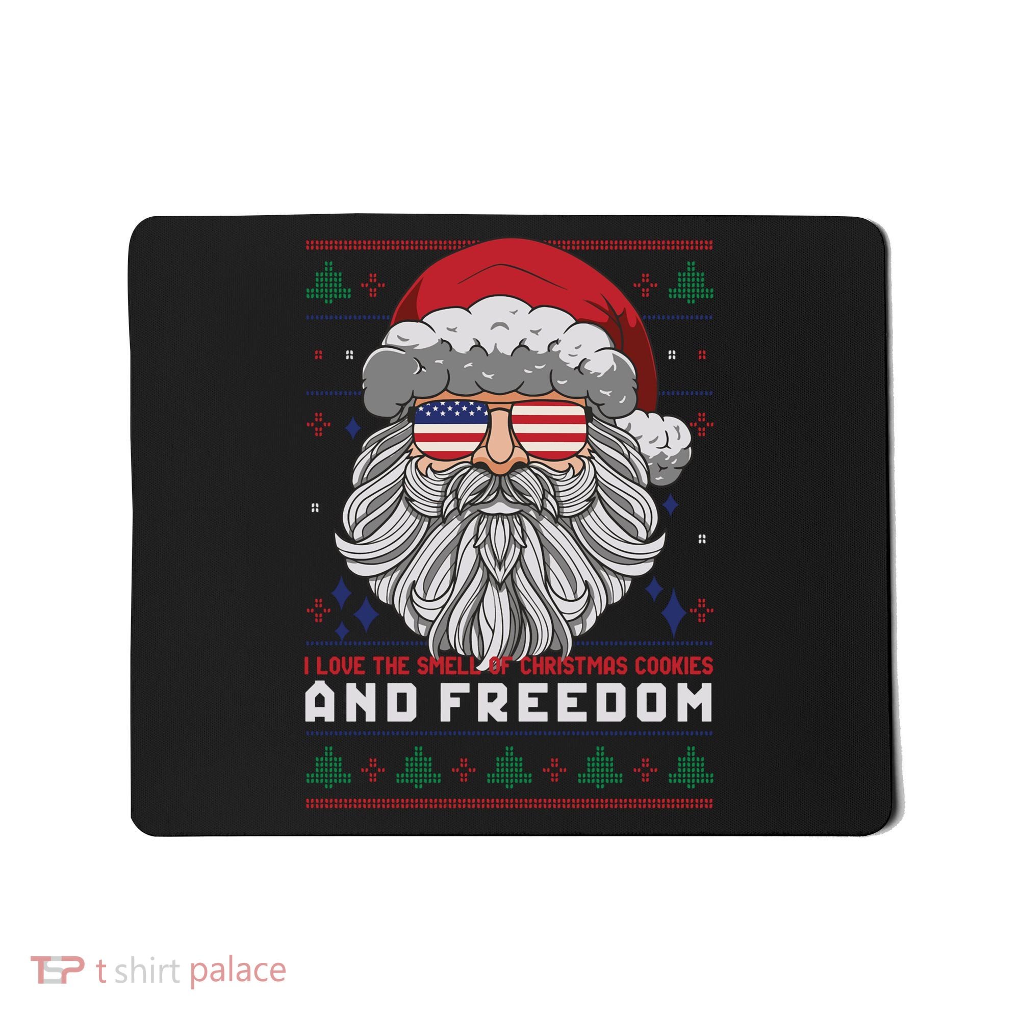Funny Santa American Flag Freedom Patriotic Merry Christmas Mousepad