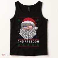 Funny Santa American Flag Freedom Patriotic Merry Christmas Tank Top thumb 2