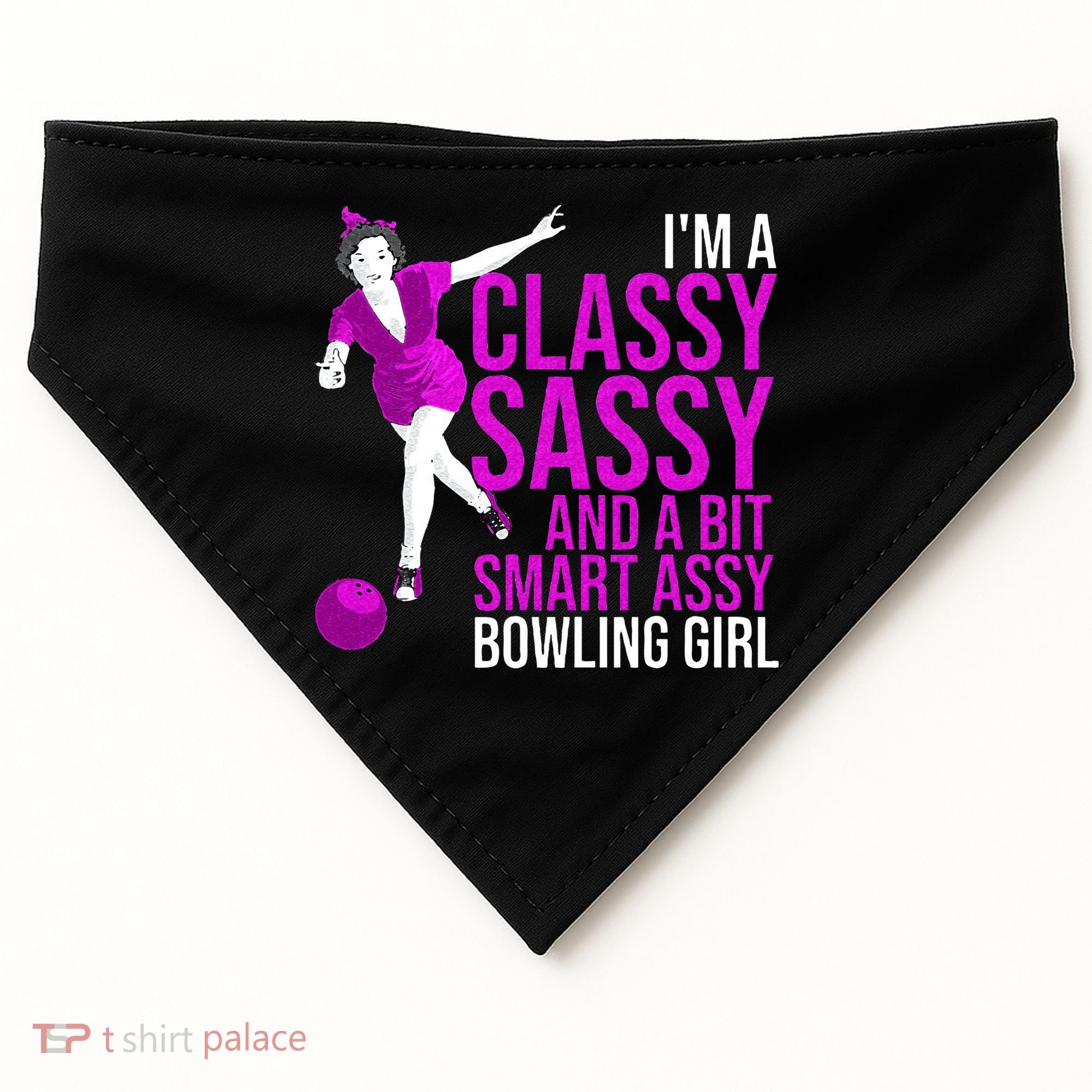 Funny Smart Assy Bowling Girl Gift For Classy Bowler Women USA-Made Doggie Bandana