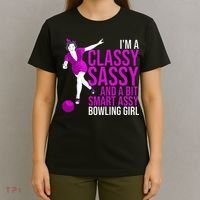 Funny Smart Assy Bowling Girl Gift For Classy Bowler Women T-Shirt thumb 4