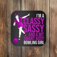 Funny Smart Assy Bowling Girl Gift For Classy Bowler Women Coaster thumb 0