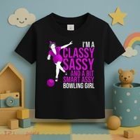 Funny Smart Assy Bowling Girl Gift For Classy Bowler Women Toddler T-Shirt thumb 3