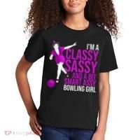 Funny Smart Assy Bowling Girl Gift For Classy Bowler Women Kids T-Shirt thumb 2