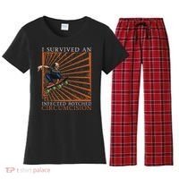 Funny Survived An Infected Botched Circumcision Meme Weird Women's Flannel Pajama Set thumb 0