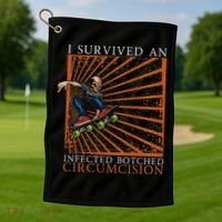 Funny Survived An Infected Botched Circumcision Meme Weird Golf Towel thumb 1
