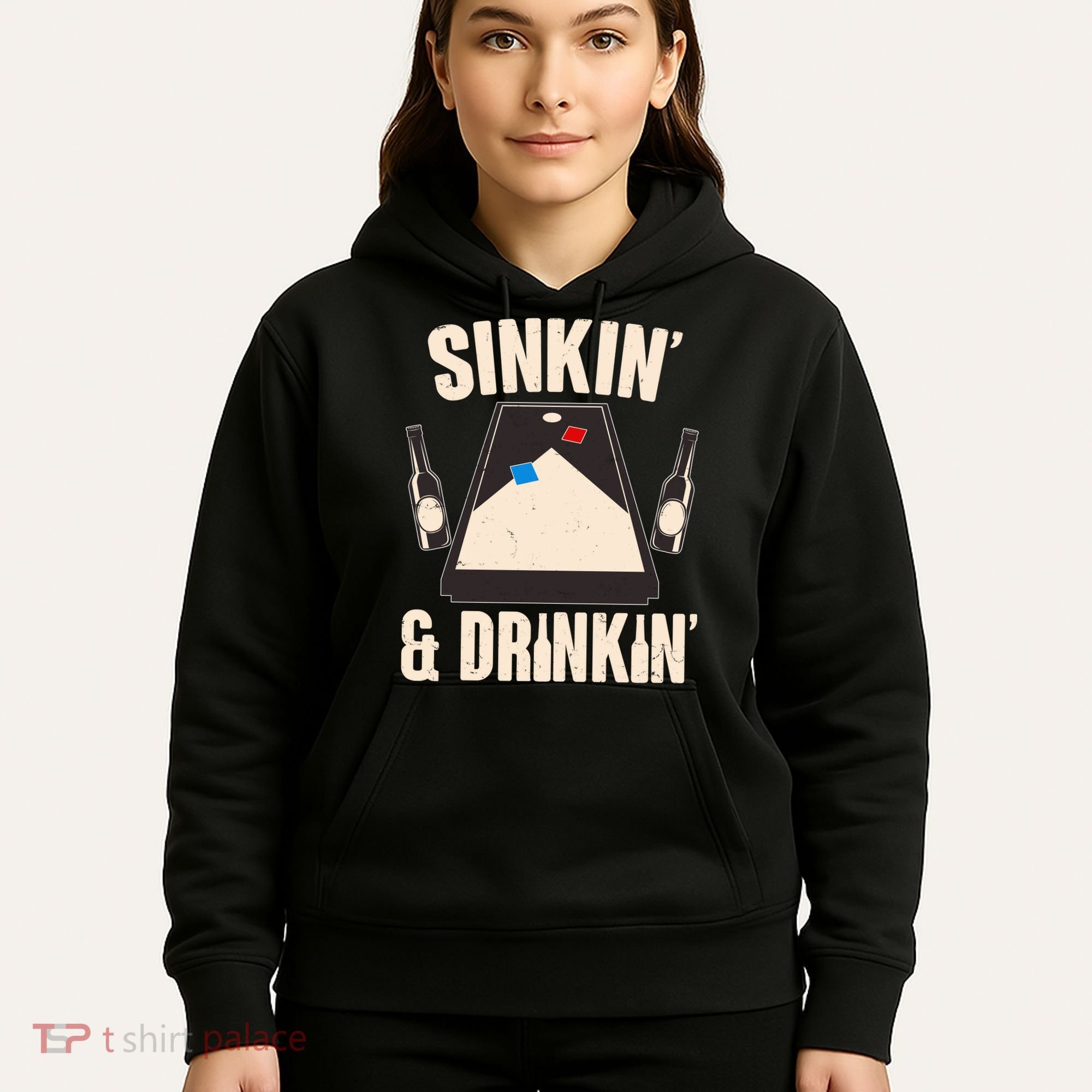 Funny Sinkin And Drinkin Cornhole Game Hoodie