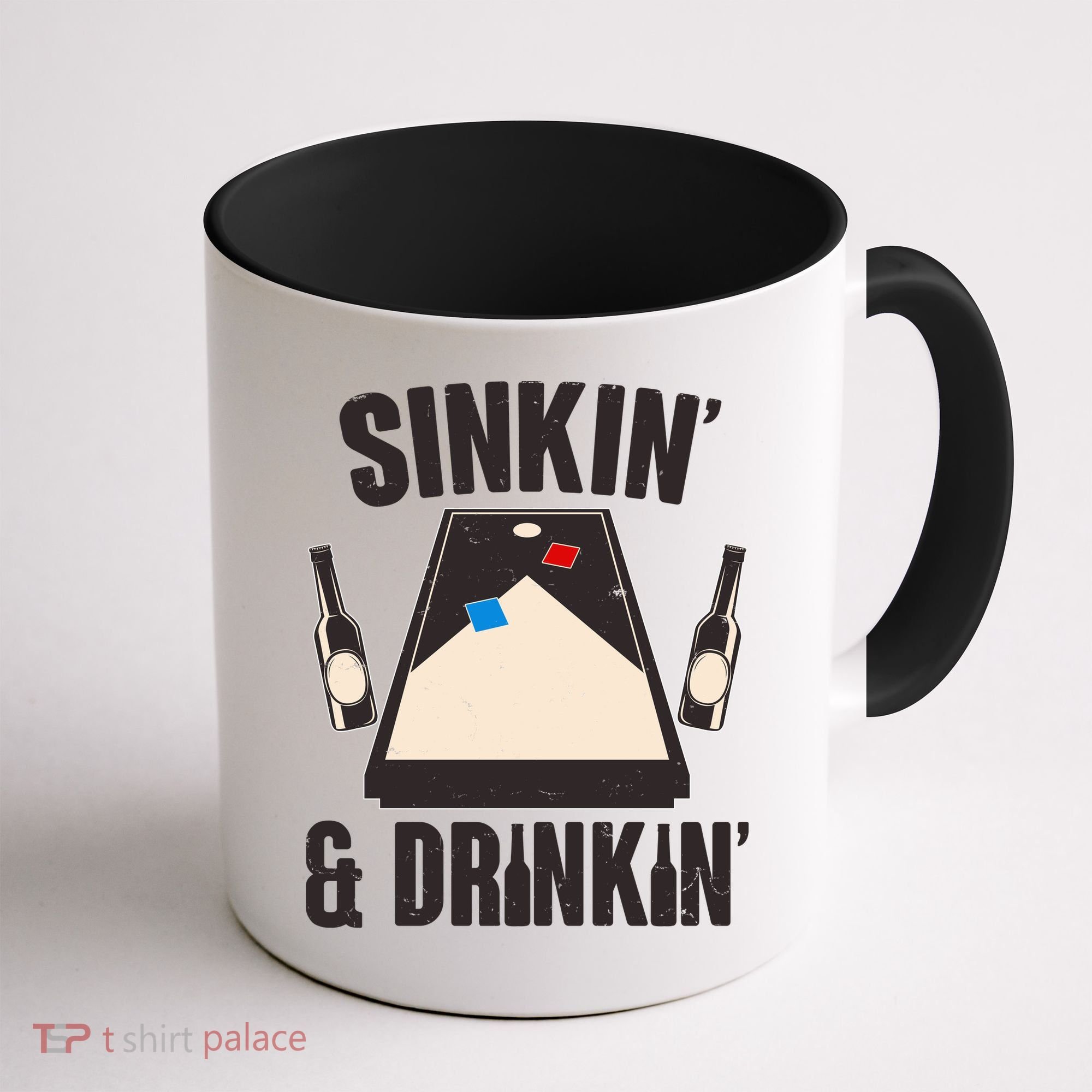 Funny Sinkin And Drinkin Cornhole Game Coffee Mug