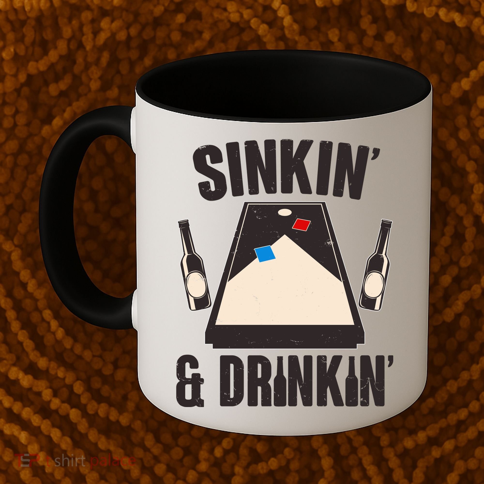 Funny Sinkin And Drinkin Cornhole Game Coffee Mug