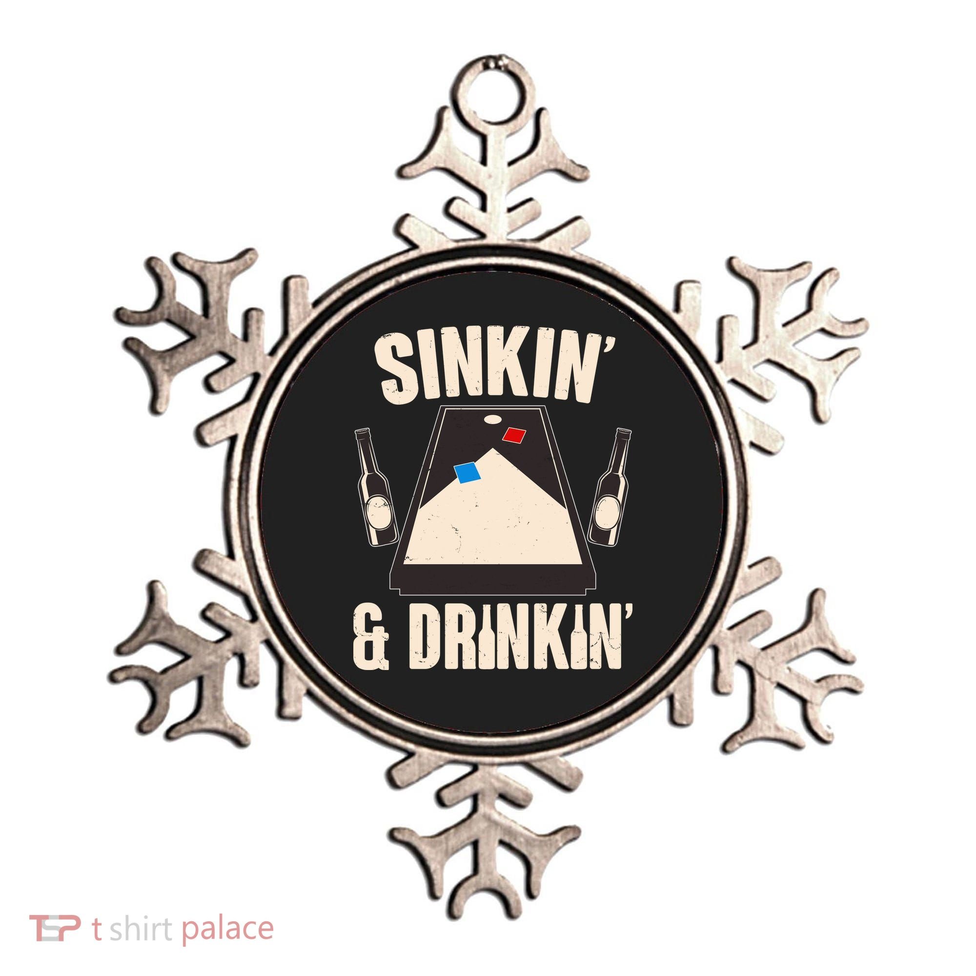 Funny Sinkin And Drinkin Cornhole Game Ornament