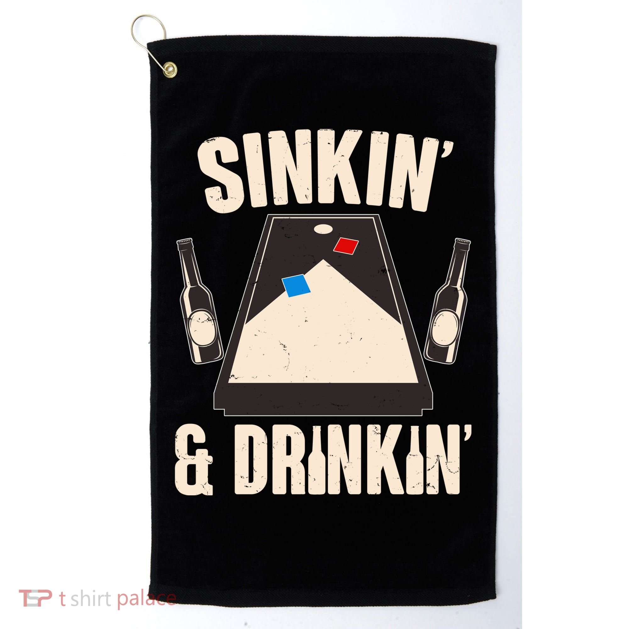 Funny Sinkin And Drinkin Cornhole Game Golf Towel